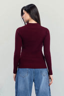 ESSENTIAL RIBBED TOP -MAROON