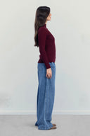 ESSENTIAL RIBBED TOP -MAROON