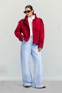 Cropped Cargo Jacket -RED