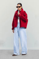 Cropped Cargo Jacket -RED