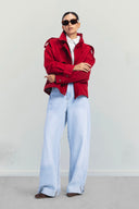 Cropped Cargo Jacket -RED