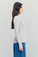 ESSENTIAL RIBBED TOP -GRAY