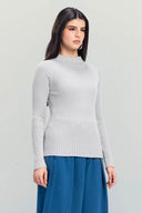 ESSENTIAL RIBBED TOP -GRAY