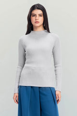 ESSENTIAL RIBBED TOP -GRAY
