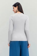 ESSENTIAL RIBBED TOP -GRAY