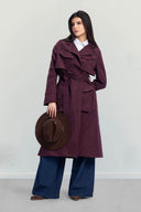 Belted Utility Trench Coat -MAROON