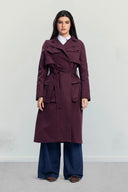 Belted Utility Trench Coat -MAROON