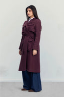 Belted Utility Trench Coat -MAROON