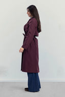 Belted Utility Trench Coat -MAROON