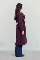 Belted Utility Trench Coat -MAROON