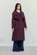 Belted Utility Trench Coat -MAROON