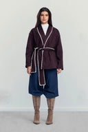 ELARA SUEDE CARDIGAN -MAROON