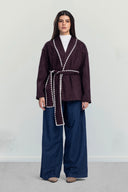 ELARA SUEDE CARDIGAN -MAROON