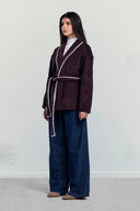 ELARA SUEDE CARDIGAN -MAROON