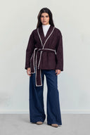 ELARA SUEDE CARDIGAN -MAROON