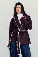 ELARA SUEDE CARDIGAN -MAROON
