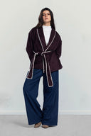 ELARA SUEDE CARDIGAN -MAROON