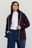 ELARA SUEDE CARDIGAN -MAROON