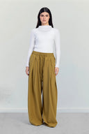 RELAXED DRAWSTRING PANTS -Mustard