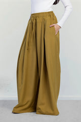 RELAXED DRAWSTRING PANTS -Mustard