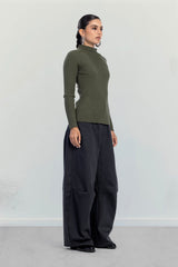 ESSENTIAL RIBBED TOP -OLIVE