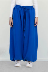 FLEECE BALLOON PANTS -BLUE