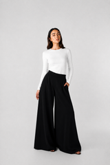 PLAIN WIDE LEG PANT –BLACK