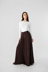PLAIN WIDE LEG PANT –BROWN
