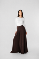 PLAIN WIDE LEG PANT –BROWN