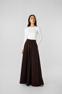 PLAIN WIDE LEG PANT –BROWN