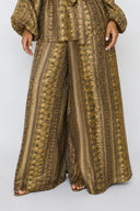 SATIN PATCHWORK PANTS -GOLD