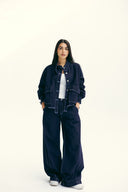 Stripped Wide Denim Pants