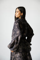 WARM PATCHWORK CARDIGAN -BLACK