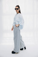 PINSTRIPE DENIM PANTS -BABY BLUE