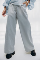 PINSTRIPE DENIM PANTS -BABY BLUE