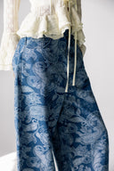 PAISLEY DENIM BALLOON PANTS - LIGHT BLUE