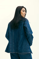 FITTED DENIM SHIRT -Dark Blue