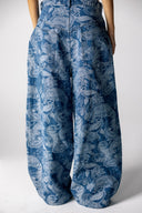 PAISLEY DENIM BALLOON PANTS - LIGHT BLUE