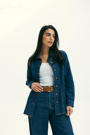 FITTED DENIM SHIRT -Dark Blue