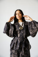 WARM PATCHWORK CARDIGAN -BLACK