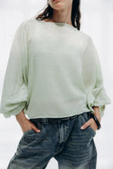 Oversized Boat-Neck Blouse -MINT GREEN