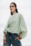Oversized Boat-Neck Blouse -MINT GREEN