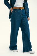 WITH BELT DENIM PANTS -DARK BLUE