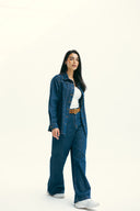 WITH BELT DENIM PANTS -DARK BLUE