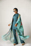SEA SIREN STRIPE SWIM KIMONO -AQUA