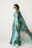 SEA SIREN STRIPE SWIM KIMONO -AQUA