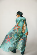 SEA SIREN STRIPE SWIM KIMONO -AQUA