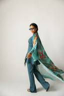 SEA SIREN STRIPE SWIM KIMONO -AQUA