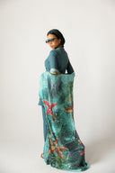 SEA SIREN STRIPE SWIM KIMONO -AQUA