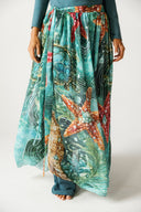 SEA SIREN STRIPE SWIM SKIRT -AQUA
